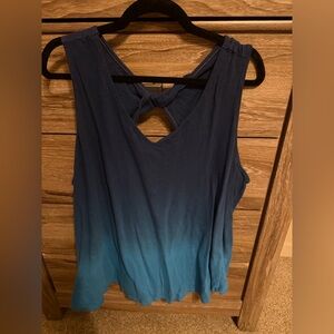 Terra & Sky Navy to Teal Ombre Knot-Back Tank